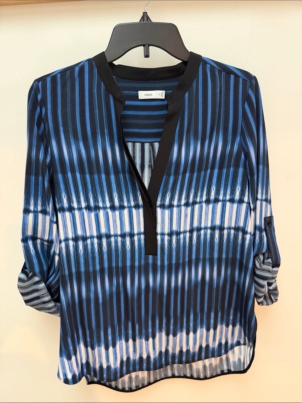 Vince Navy and White Striped Blouse